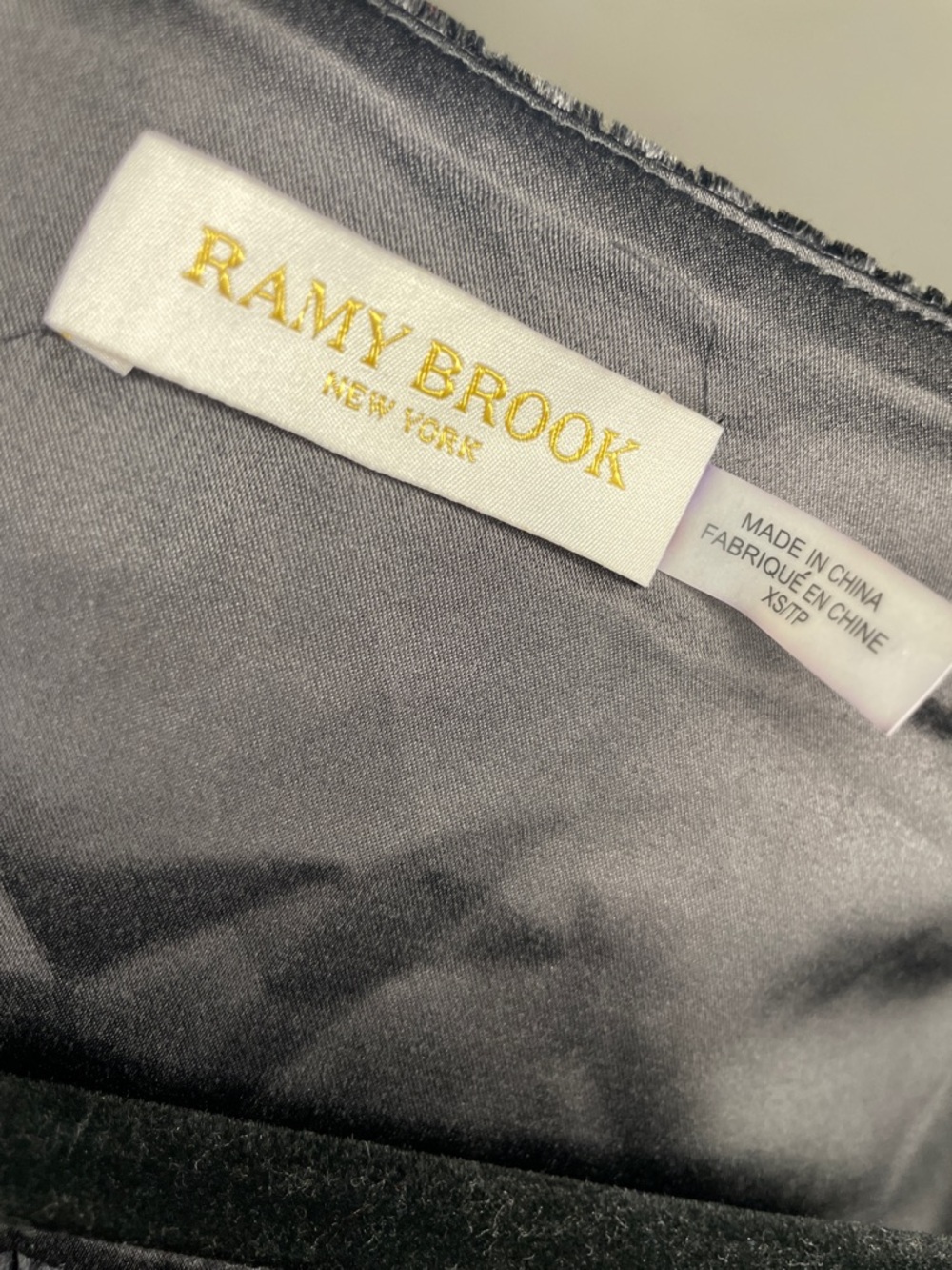 RAMY BROOK Black Velvet Tie Front Crop Top Long Sleeve Evening Blouse Pristine - Picture 3 of 6